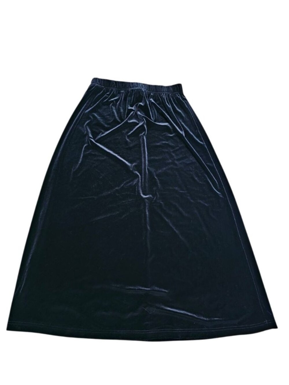 Dressbarn Women L Velvet Maxi Skirt Black Stretchy Formal Timeless Elevate Basic - Picture 2 of 5